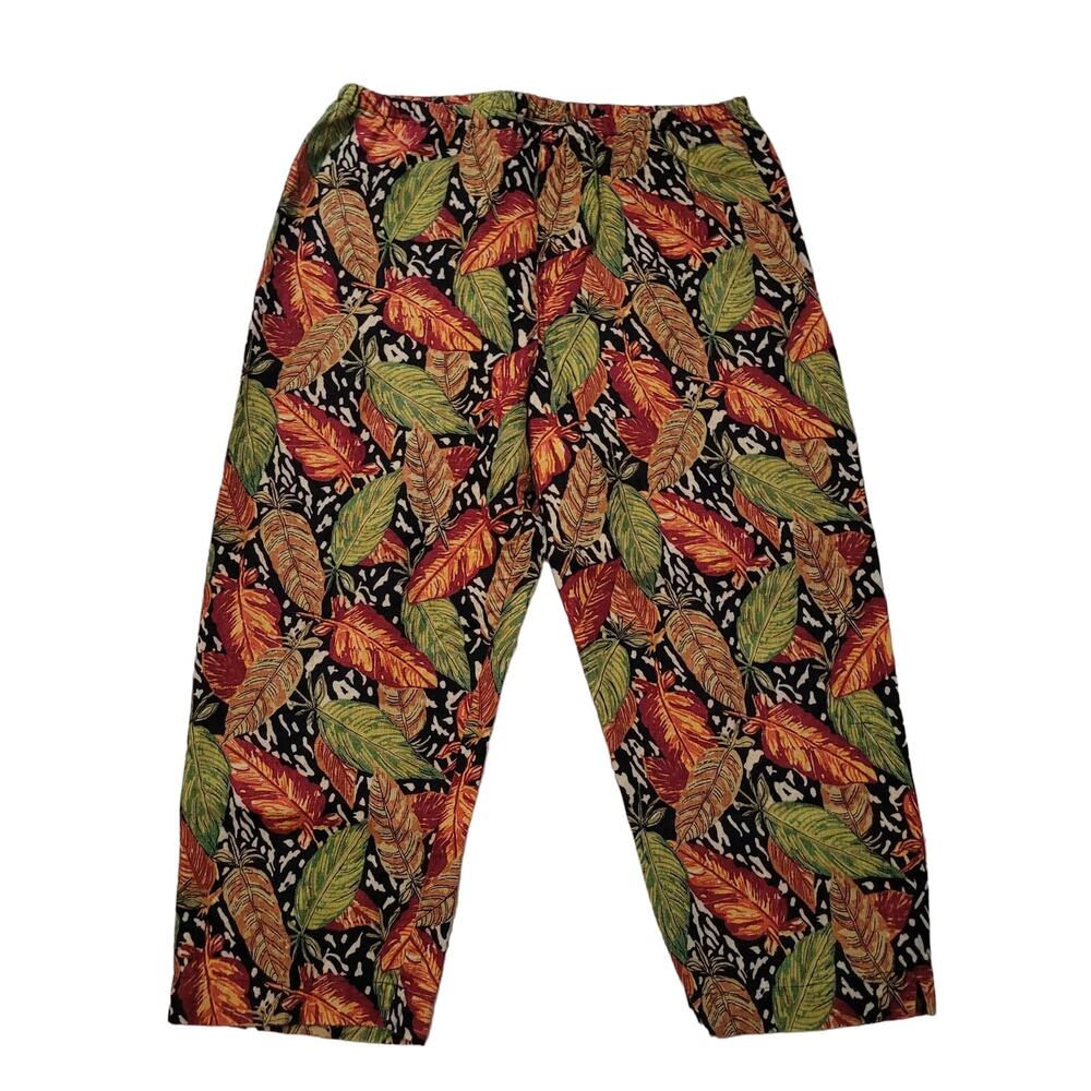 Chico's  Size 0‎ US S 100% Linen Tropical Straight Leg Cropped Pants Vacation